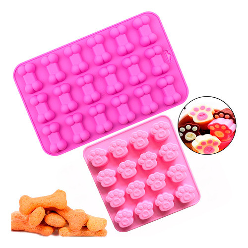 Forma Silicone Cachorro Patinha Osso Gato Gummy Biscoito Kit