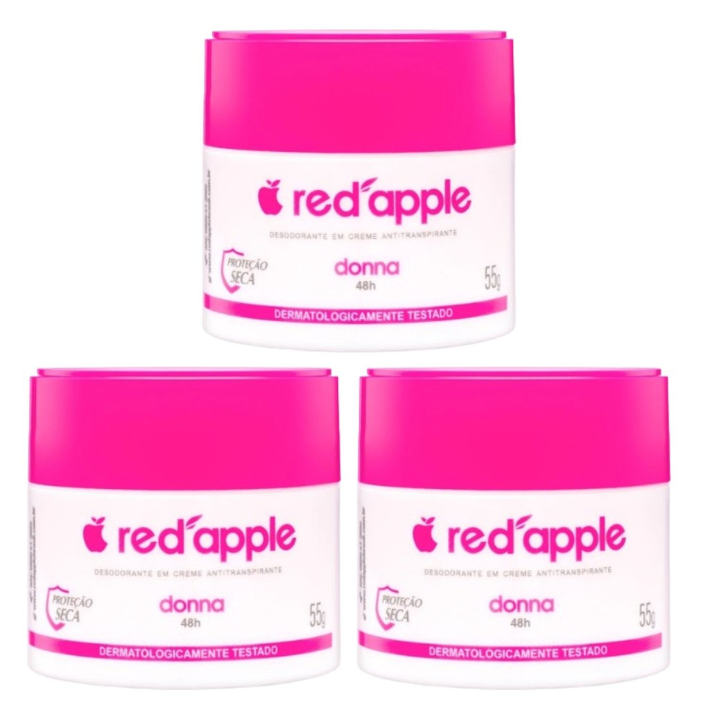 Kit 3 Desodorante Em Creme Donna 55G - Red Apple em Oferta na Shopee