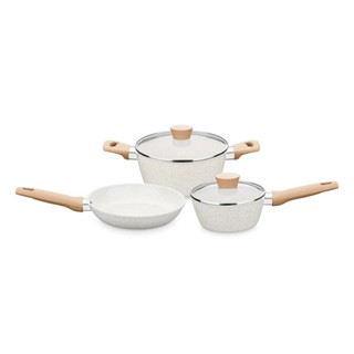 Jogo de Panelas Carmela Vanilla MTA 3 Peças Cerâmica Antiaderente Cerâmic-Flon e Soft-Touch em Oferta na Shopee