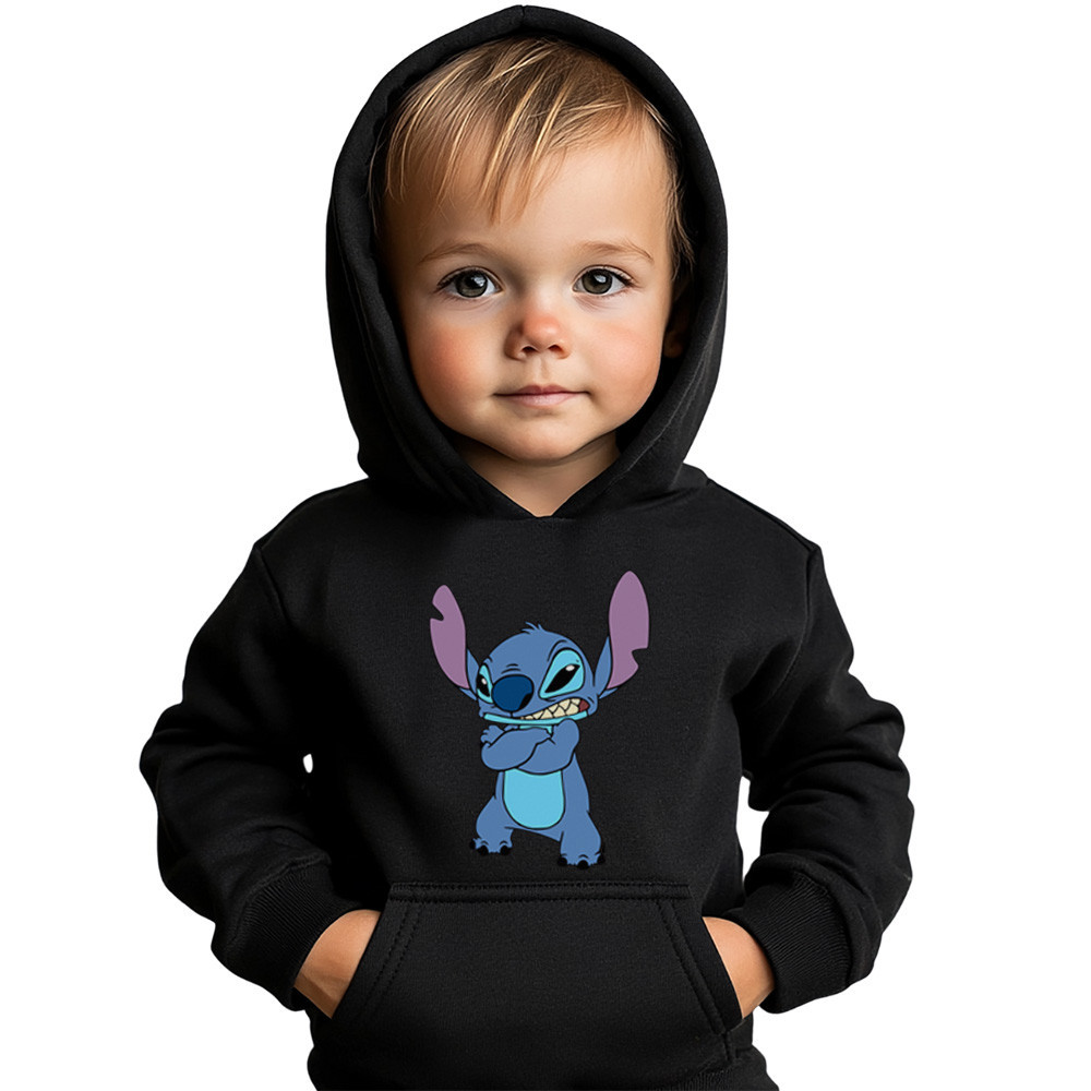 Moletom Infantil Filme Lilo Stitch Casaco Blusa de frio Bolso Canguru Com Capuz Algodão Flanelado