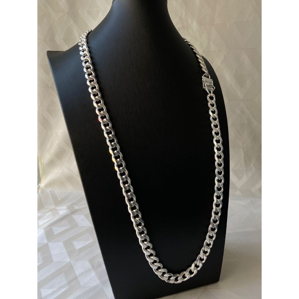 Corrente Masculina Prata mista nacional 925 1x1 10mm 70cm mista gravação 925 Cordão
