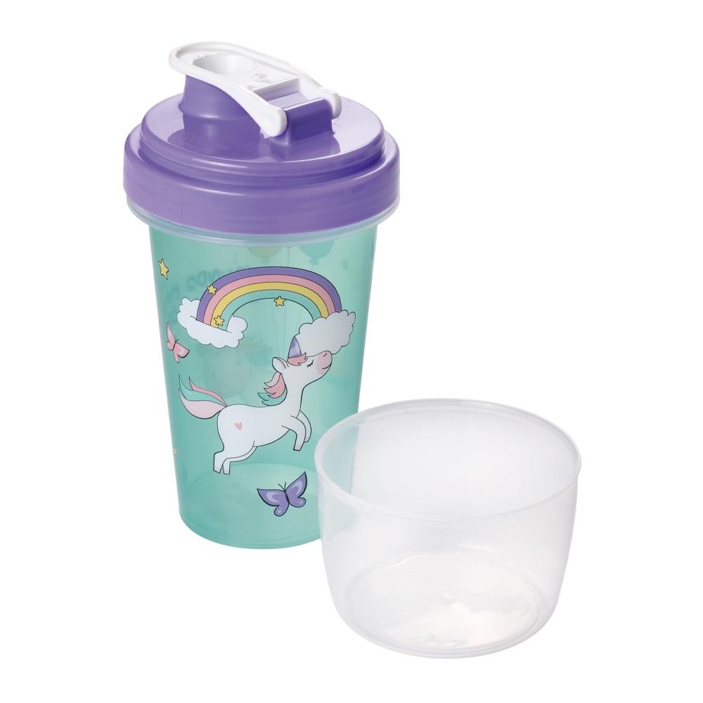 Mini Shakeira Unicórnio Garrafa Lancheira Infantil Plasútil em Oferta na Shopee