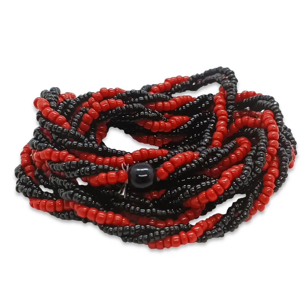 Guia Brajá Exu Preta e Vermelha 3 Fios Trançado 60cm Umbanda em Oferta na Shopee