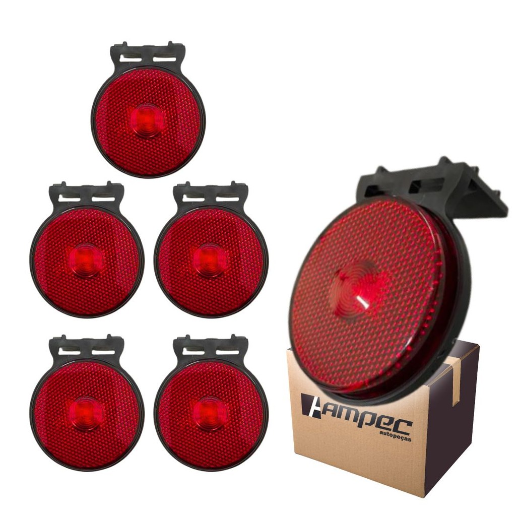 Kit 6 Lanterna Lateral LED Para Carreta Caminhão Trailer Reboque Com Suporte Vermelha P 65mm em Oferta na Shopee