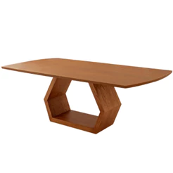 Mesa para Sala de Jantar Ane 220cm Madeira Tampo Barril Laminado Moderna Mobília
