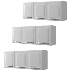 Conjunto 3 Armários de Cozinha Aéreos Itatiaia Aço 3 Portas Rose Branco Neve