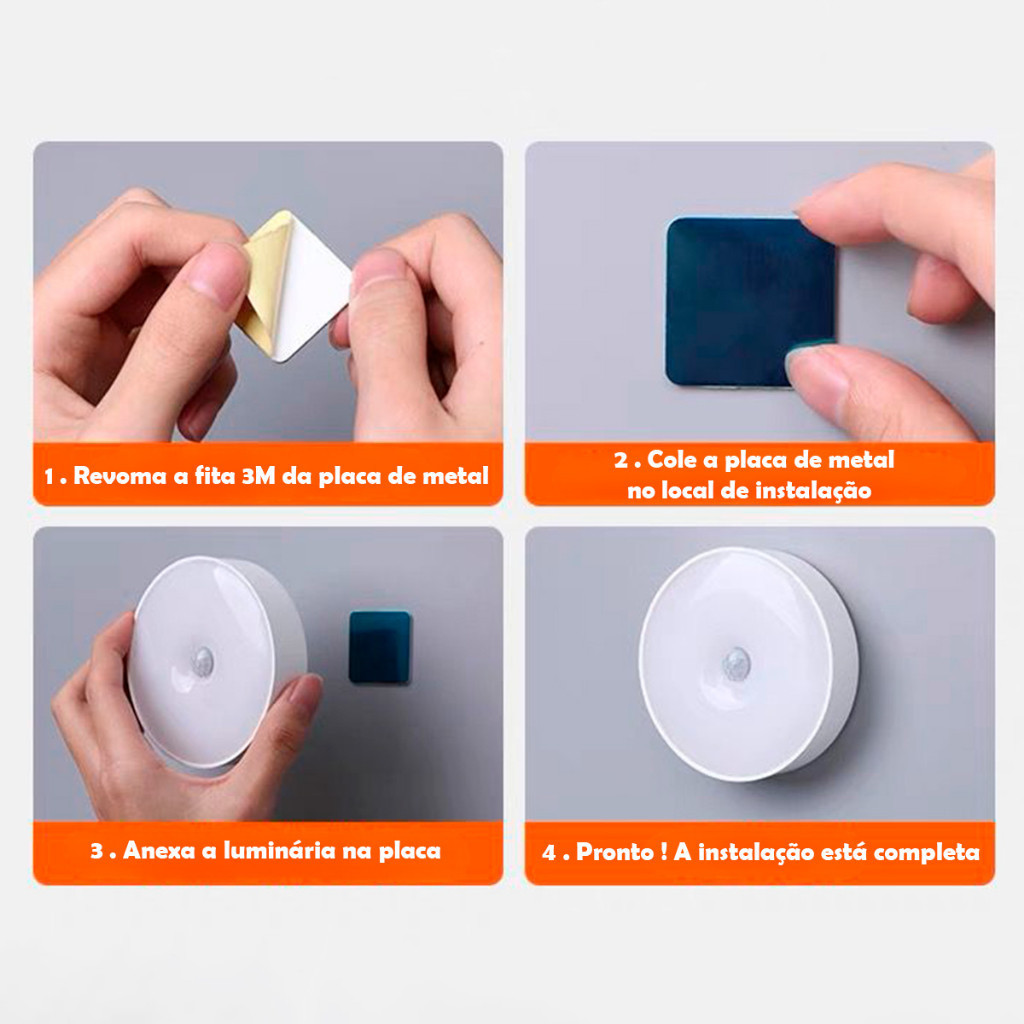 KIT 2 BICOLOR Lâmpada Led Recarregável Sem fio com Sensor de Presença Luminária — imagem 2 de 2