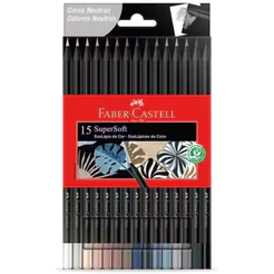 Lápis de Cor 15 Cores Neutras Supersoft Faber Castell - 1 Estojo