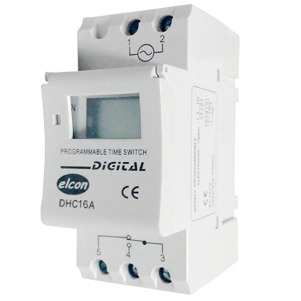 Timer Digital Temporizador Programável Trilho Elcon DHC-16A