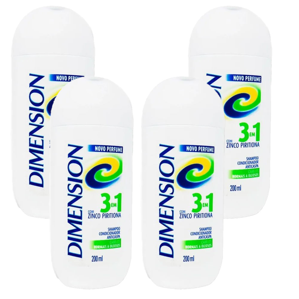 Kit 4 Shampoos Dimension Anticaspa 3x1 200ml - Beauty