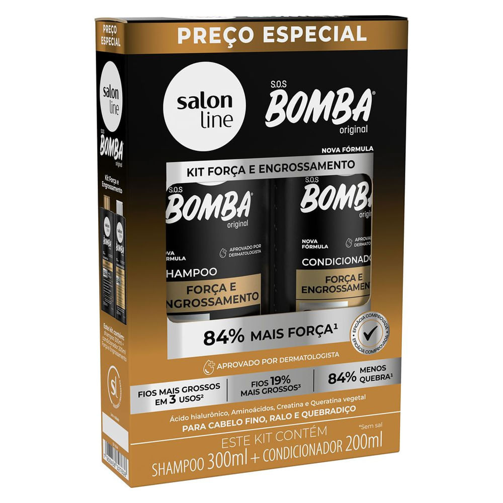 Kit Salon Line Shampoo + Condicionador SOS Bomba Força e Engrossamento - Beauty