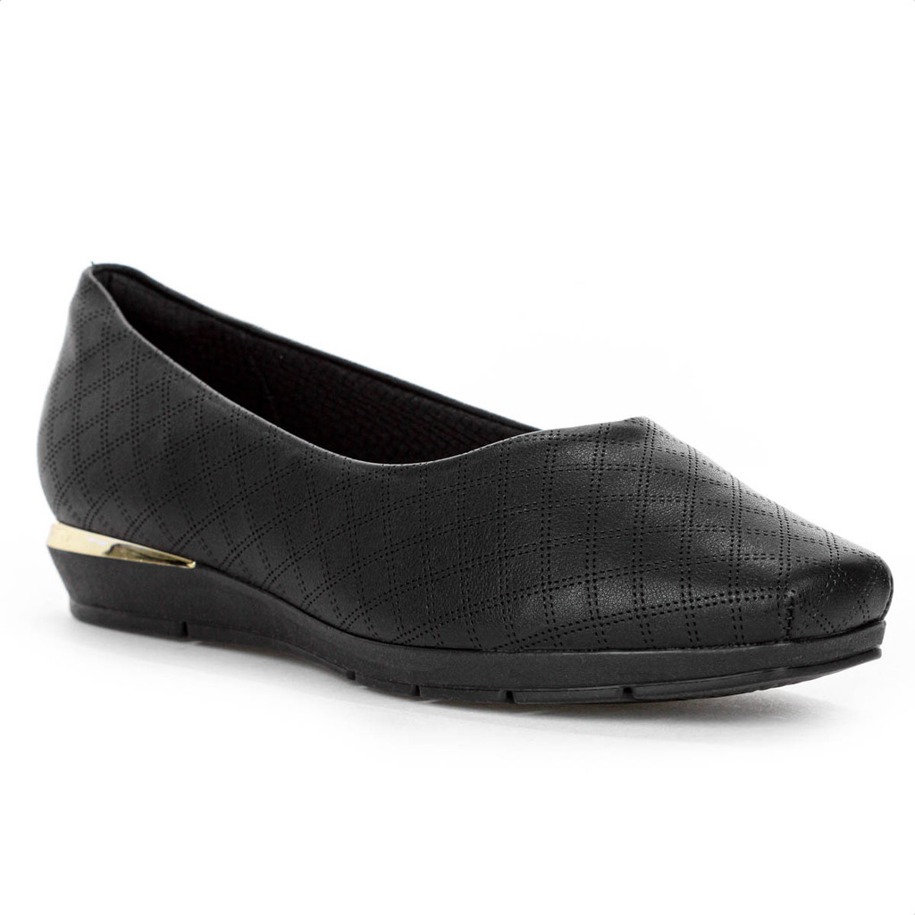 Sapatilha Piccadilly Maxi Salto Baixo Fernanda Preto - Feminino