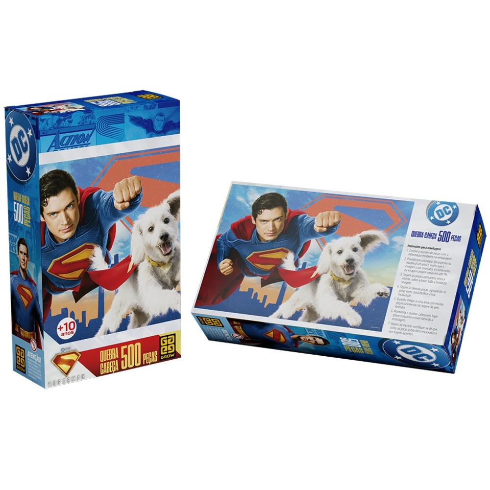 Detalhes do QUEBRA CABEÇA SUPERMAN 500 PEÇAS GROW DC COMIC LIGA DA JUSTIÇA HERÓI CACHORRO HOMEM QUADRINHO ACTION