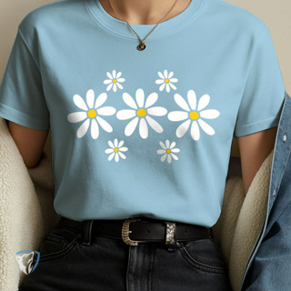 T-Shirt Feminina Estampada Margaridas Confortável Para Look Casual e Estiloso em Oferta na Shopee