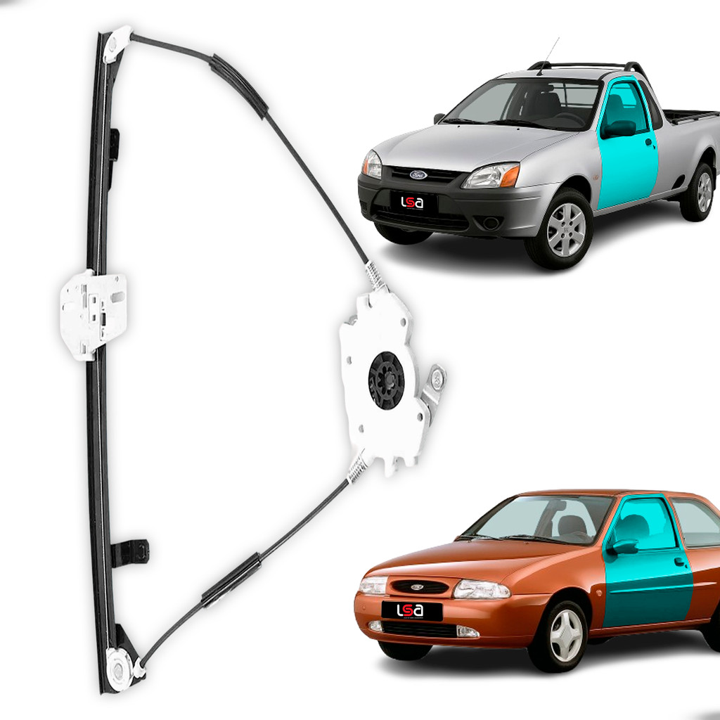 Elevador de Vidro Ford Courier 1997-2013 em Aço Compatível Fiesta 2p 1996-2003 Encaixe Perfeito Não Acompanha Motor