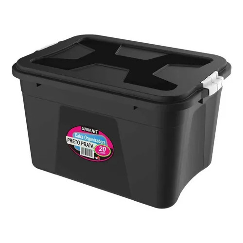 Caixa Organizadora Multiuso 20L Preta C/ Travas em Oferta na Shopee
