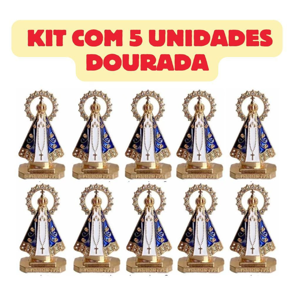 Imagem Em Miniatura Da Nossa Senhora Aparecida Metal Car Office Kit 5 Unidades Com Coroa