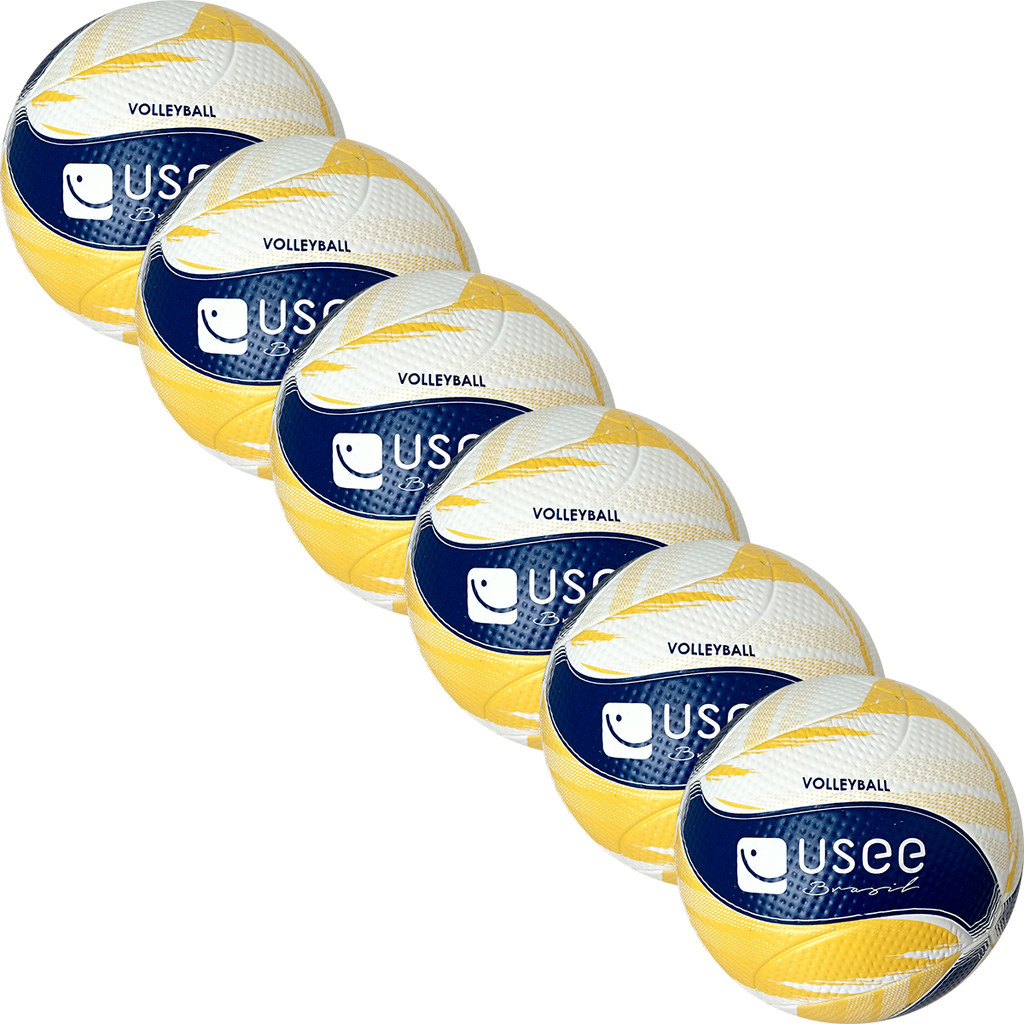 Kit Com 6 Bolas de Vôlei Profissional Usee Brasil Praia Quadra Treino Original