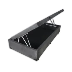 Cama Box Baú Blindado Solteirão Homequeen Suede Cinza 41x96x203