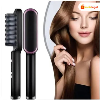 Escova Alisadora Bivolt 5 em 1 - Alisa, Hidrata, Modela, Alinha e Anti-Frizz