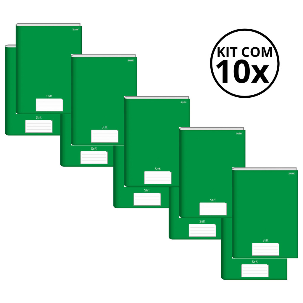 Kit Com 10 Caderno Brochura 80 Fls Pautado Capa Dura - Stiff KITS:KIT 02