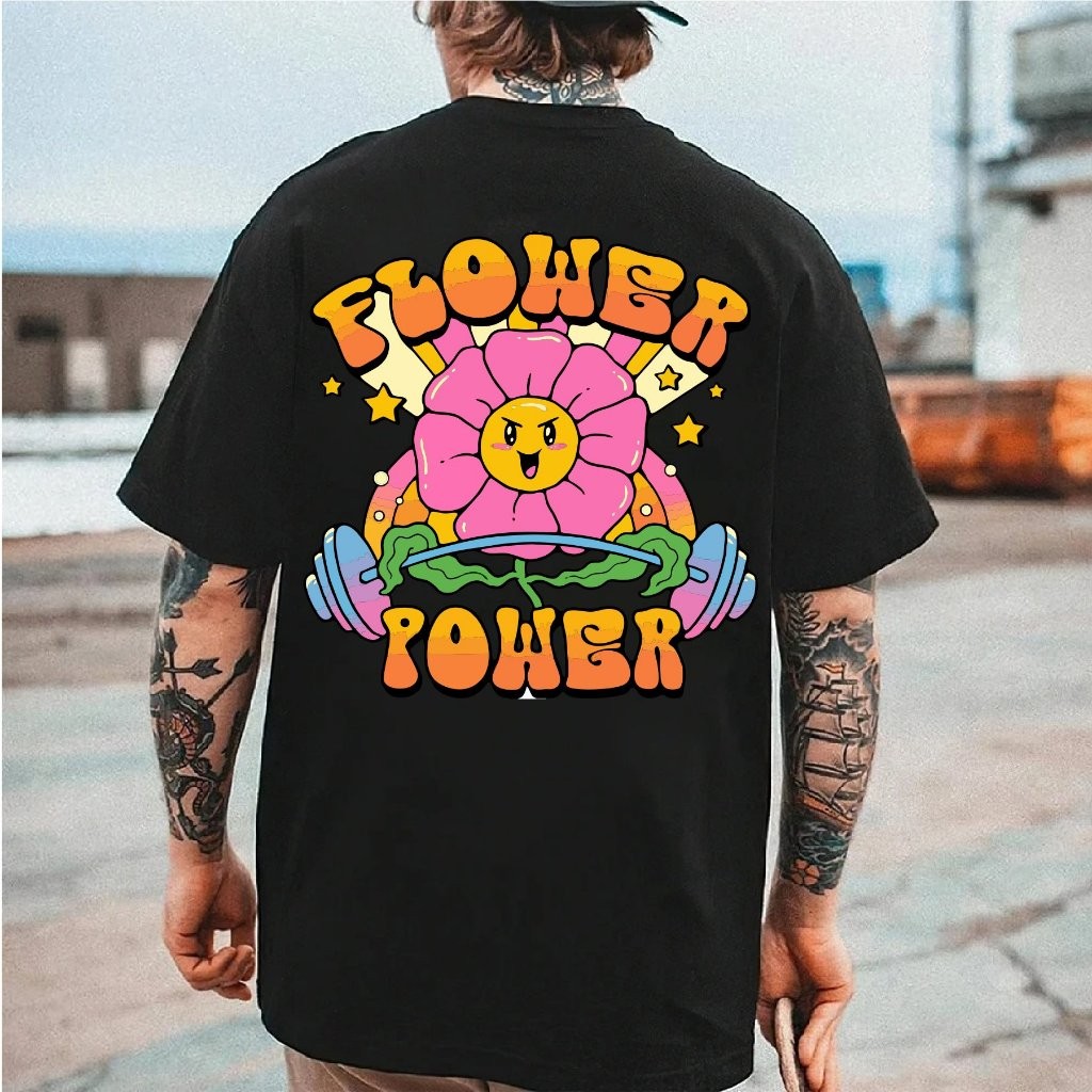 Camisa Camiseta Camiseta Masculina Básica Streetwear Algodão Adulto Plus Size Infantil Flower Power Flor Academia Treino