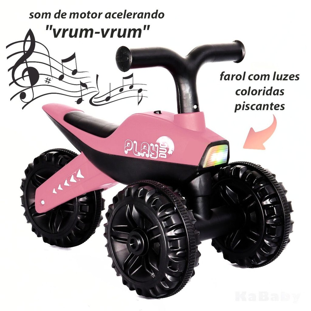 Moto De Equilíbrio Triciclo Infantil Luz Som 3 Rodas Kababy em Oferta na Shopee