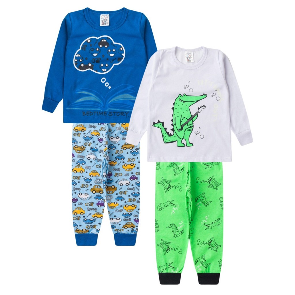 Kit de 2, 4 ou 8 Peças Pijama Brilha no Escuro Infantil Menino Inverno Roupa Infantil Menino · foto 2