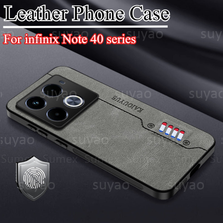 Capa De Couro Para infinix Note40 Note 40 Pro Plus 40S 4G 5G Simples Traseira De Telefone Comercial Soft TPU Silicone Câ