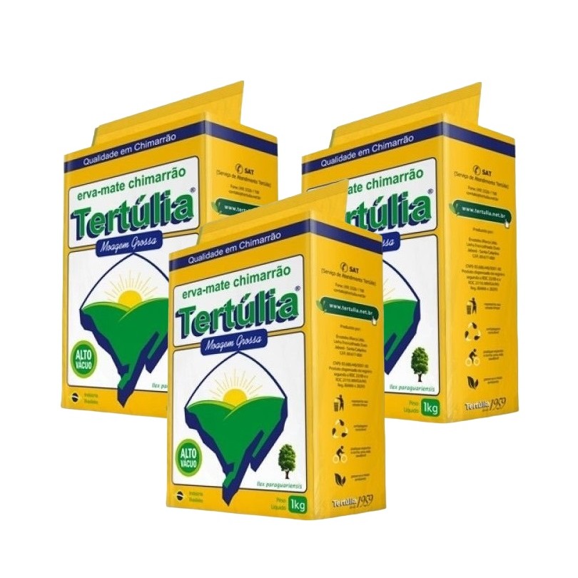 3 Erva Mate Chimarrão TERTÚLIA MOÍDA GROSSA VÁCUO 1KG