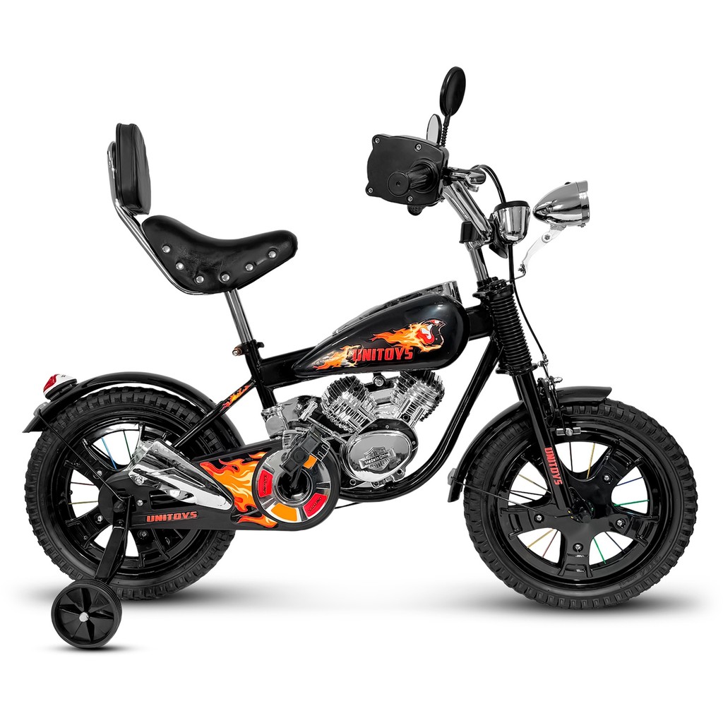 Bicicleta Infantil Chopper Fire Aro 16 Com Rodinhas Bike Estilo Moto Custom Até 50 Kg - Unitoys