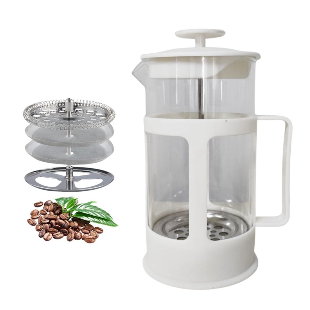Cafeteira Prensa Francesa Café Filtro Inox 600ml Branca em Oferta na Shopee