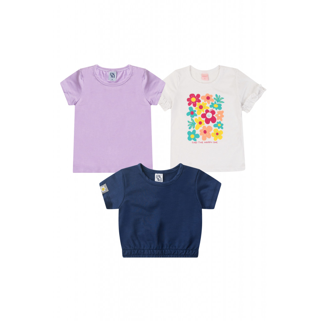 Kit Sortido 3 Camisetas Infantil Feminino Avulso em Oferta na Shopee