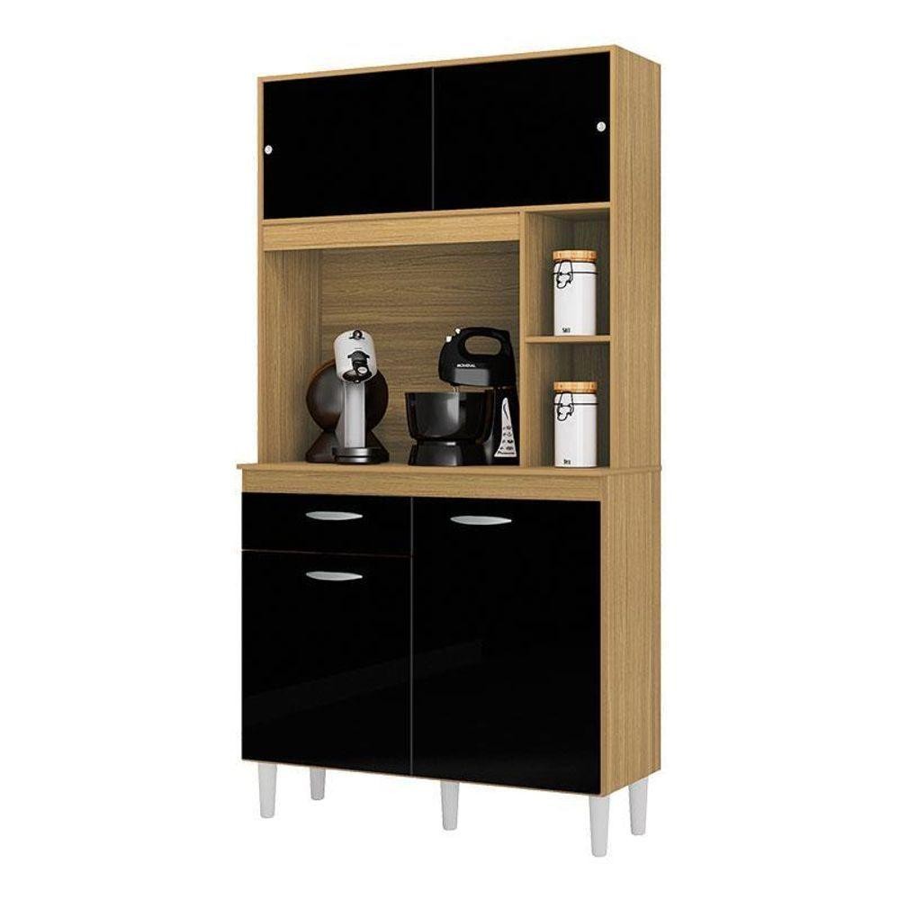 Armário Para Cozinha Kit Duda 90 Cm Damasco Preto – Poquema em Oferta na Shopee