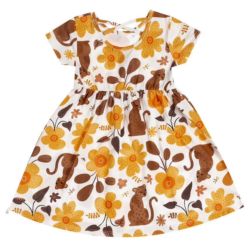 Vestido Infantil Kyly Em Meia Malha Estampa Onça E Flores em Oferta na Shopee