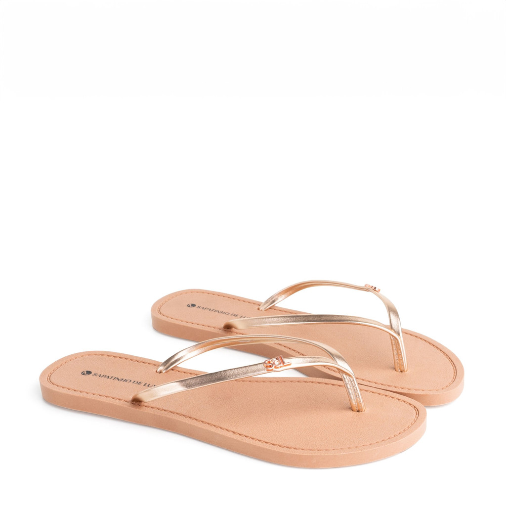 Rasteira Pop Metalizado Cobre Bico Redondo Enfeite SDL POPMOON_6 - Women Shoes