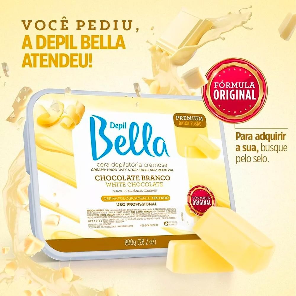 Depil Bella Cera Depilatória em Barra Cremosa Premium Baixa Fusão Chocolate Branco 800g · foto 2