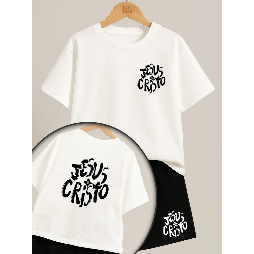 Conjunto Camisa Shorts para Crianças Gospel Roupa Infantil Juvenil Jesus Cristo 4 ao 16 abis em Oferta na Shopee