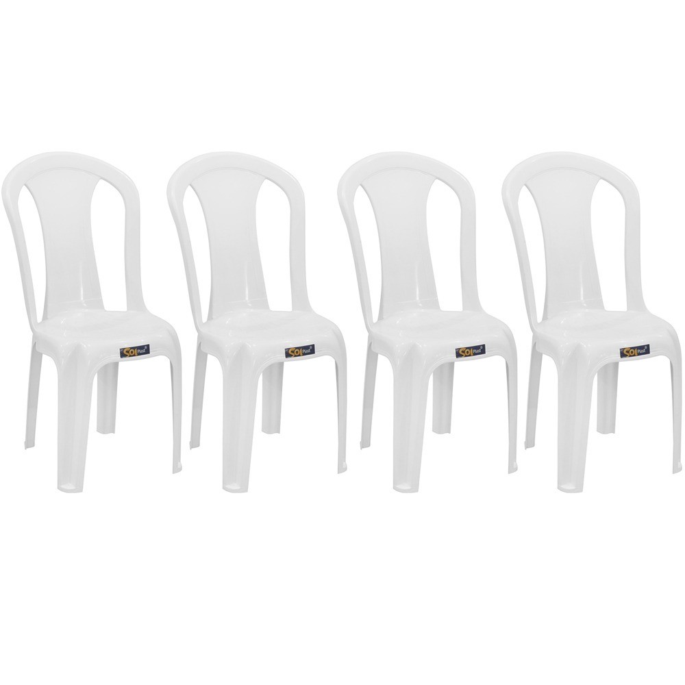 Kit 4 cadeiras plásticas sem braço bistrô - Pratagy - Solplast - Home & Living