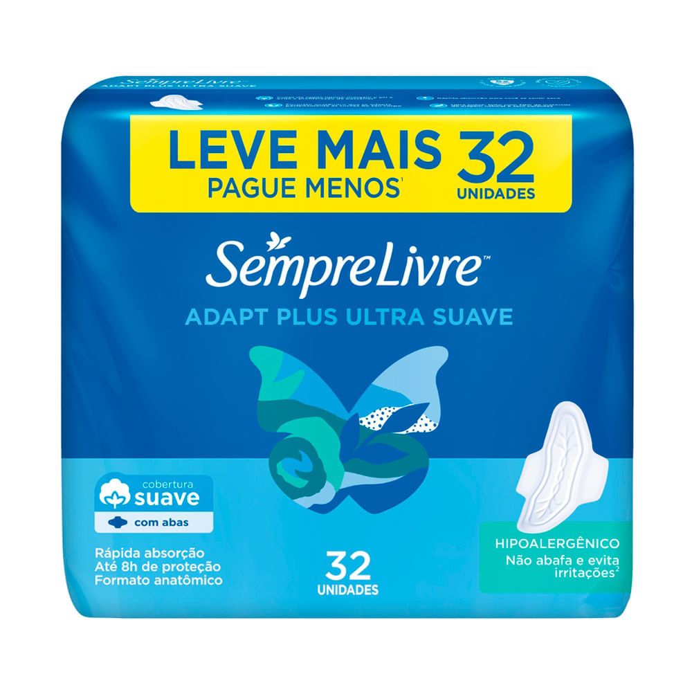 Absorvente Externo Sempre Livre Adapt Plus Suave 32 Unidades Leve Mais Por Menos - Health