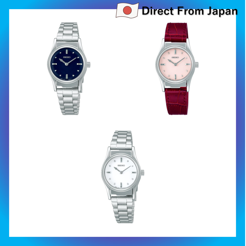 Relógio tátil feminino Seiko Watch SQWK031, prateado Mostrador: Azul-marinho,Mostrador: Rosa / Pulseira: Vermelha (Couro