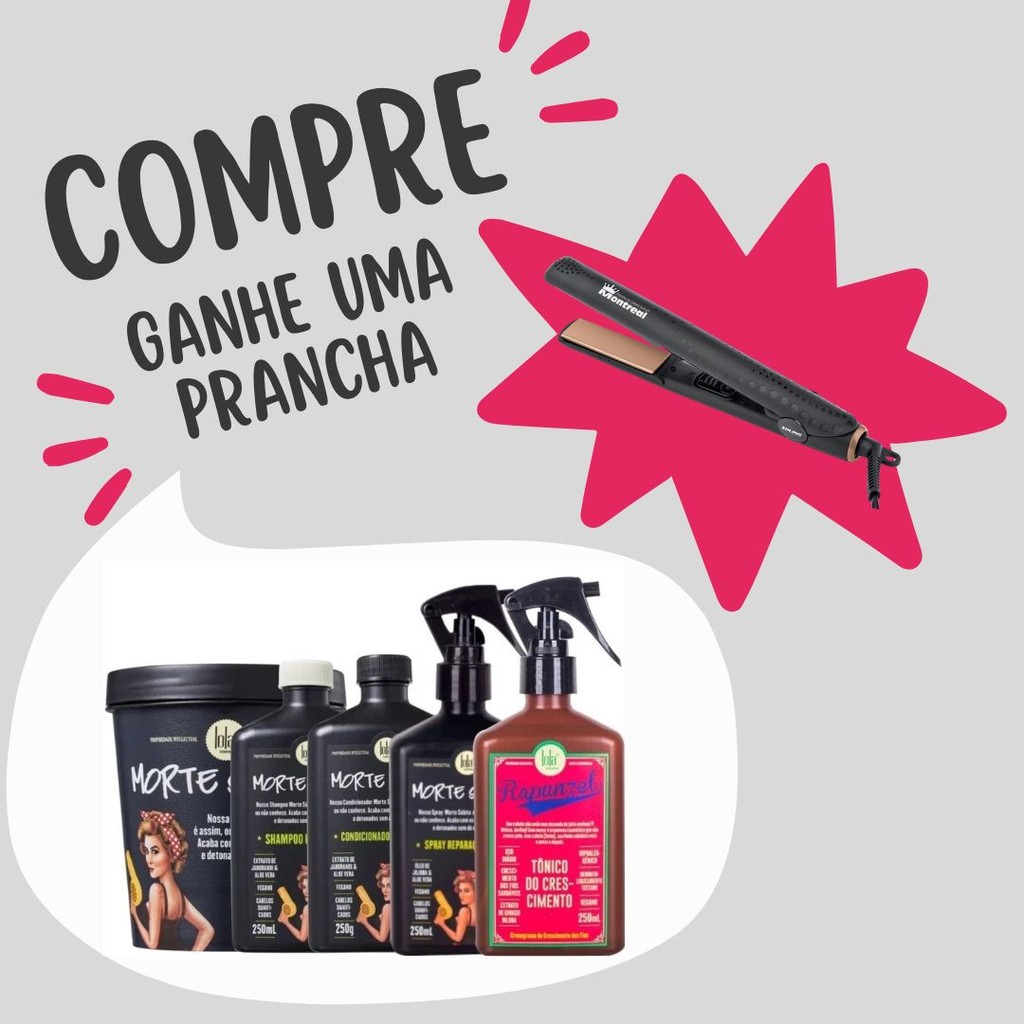 Kit Morte Subita 4 Itens + Tonico Rapunzel 250ml + BRINDE Prancha Soling