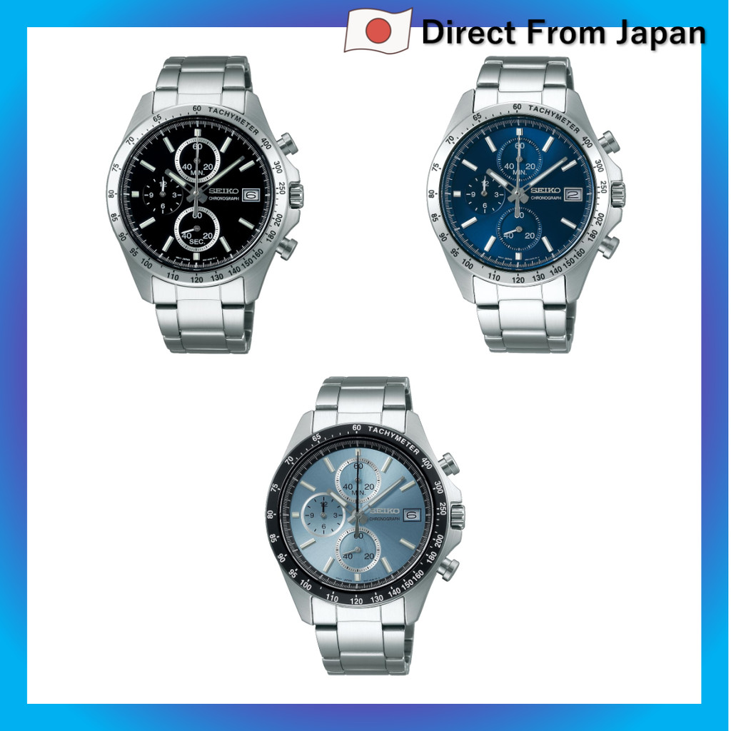 Relógio masculino prateado Seiko Selection Quartz Chronograph (Vertical Three-Eye) SBTR023 Mostrador: Preto,Mostrador: A