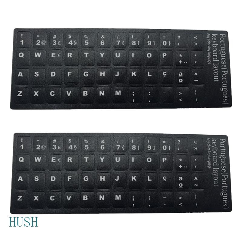 HUS 2 Peças Adesivos Letras Teclado Portugueses Substituição Fundo Preto E Brancas Para