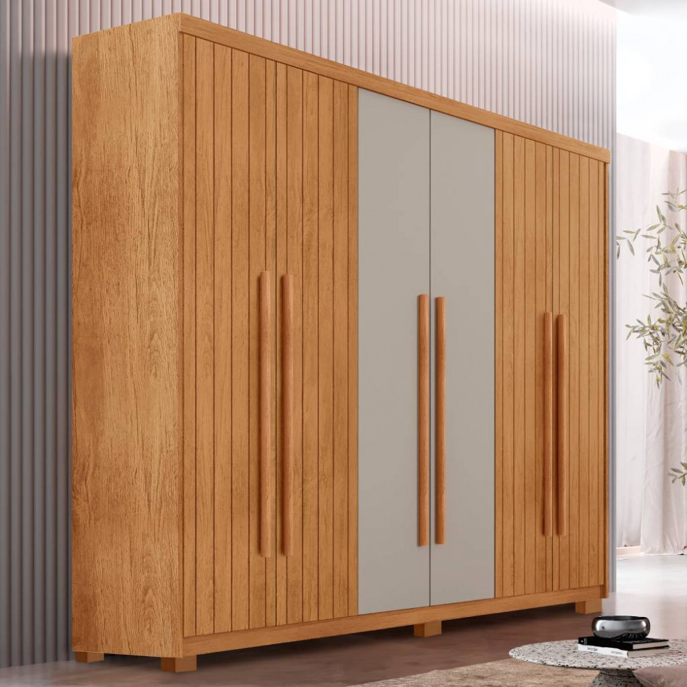Guarda-Roupa Casal Hawaii Frisado 6 Portas 2 Gavetas Rufato