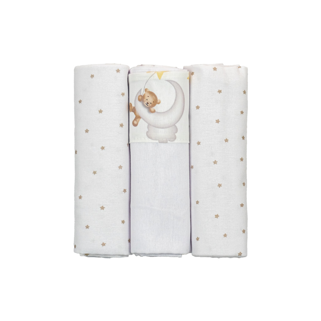 Cueiro Flanelado Bublim Sonhos Com Estampa Urso Bege 3 Peças em Oferta na Shopee