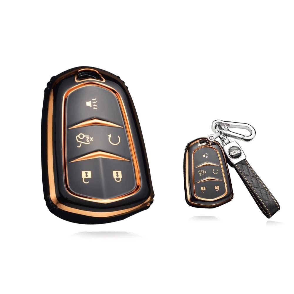 Sanrily Keychain Smart Key Case Capinha aplicável ao Cadillac Escalade Esv XTS ATS CTS SRX CT6 ATS-L XT5 etc