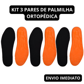 Kit 3 Pares de Palmilha Ortopédica Fina Gel PU Anatômica Confortável Tênis Botas Coturnos