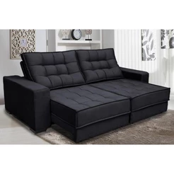 Sofá Retrátil e Reclinável 3,10m Suede Coliseu Preto