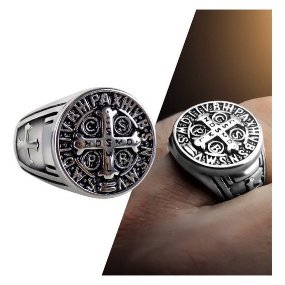 Anel São Bento Masculino Aço Inox Prata lindo envio rápido em Oferta na Shopee
